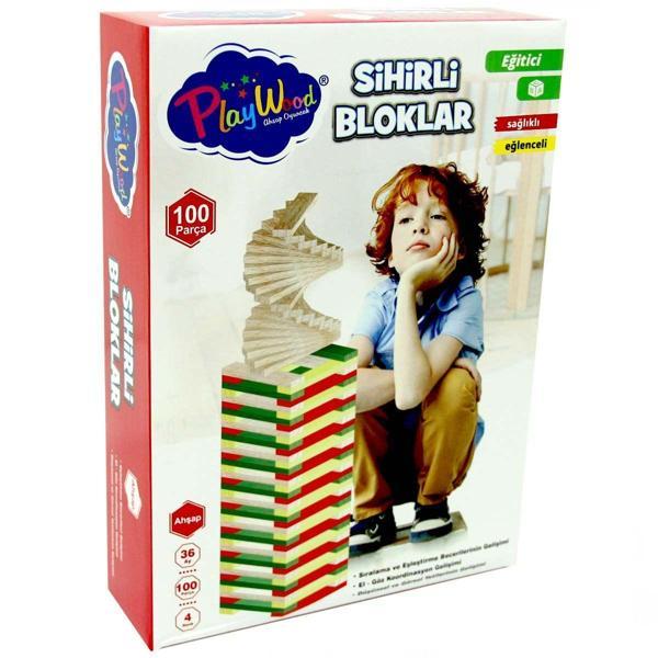 Öğretici Oyuncak Playwood Eğitici Sihirli Bloklar 100 Parça Kız Erkek Çocuk Eğitici Eğitici Oyunc - Image 1