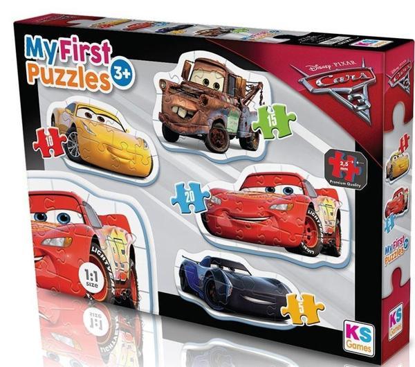 Öğretici Oyuncak KS Baby Puzzle Cars My First Puzzle 4 in 1 Çerçevesiz Kız Erkek Çocuk Eğitici Eğ - Image 1