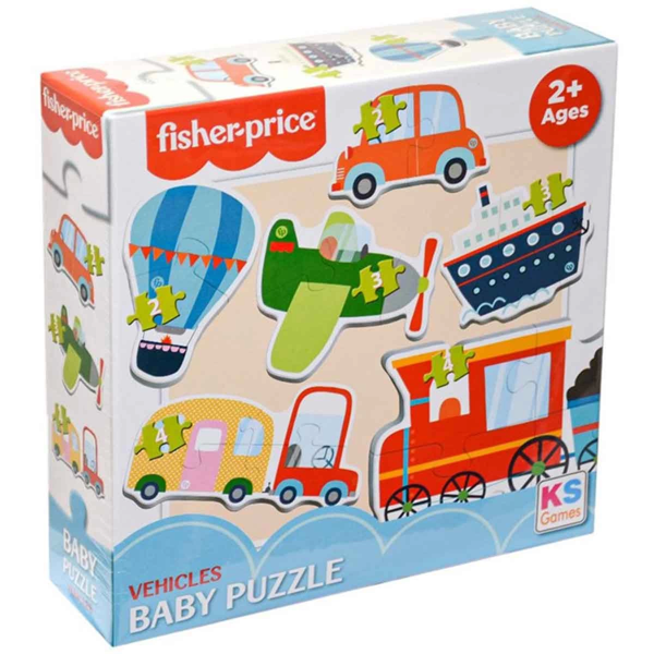 Öğretici Oyuncak KS Fisher Price Baby Vehicles 6 in 1 Puzzle Kız Erkek Çocuk Eğitici Eğitici Oyun - Image 1