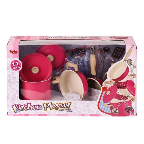 Eğlenceli Oyuncak 3815-6 Çelik Tencere Tava Seti 11 Parça -Vardem Oyuncak Kız Erkek Çocuk Eğitici  - Image 1