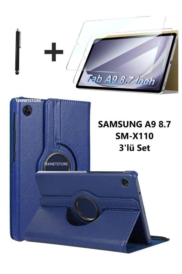 Samsung Galaxy Tab A9 8.7 Inç Tablet Uyumlu 360 Döner Pu Deri Kılıf Seti Sm-x110 - Image 1