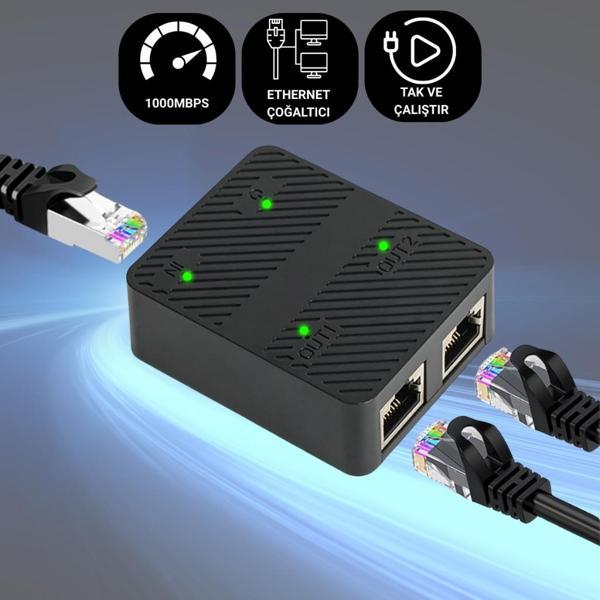 Polham 1000 Mbps Ethernet Çoğaltıcı | Tak ve Çalıştır Ağ Bölücü Adaptör, 1Gbps Ethernet Çoğaltıcı Splitter - Image 1