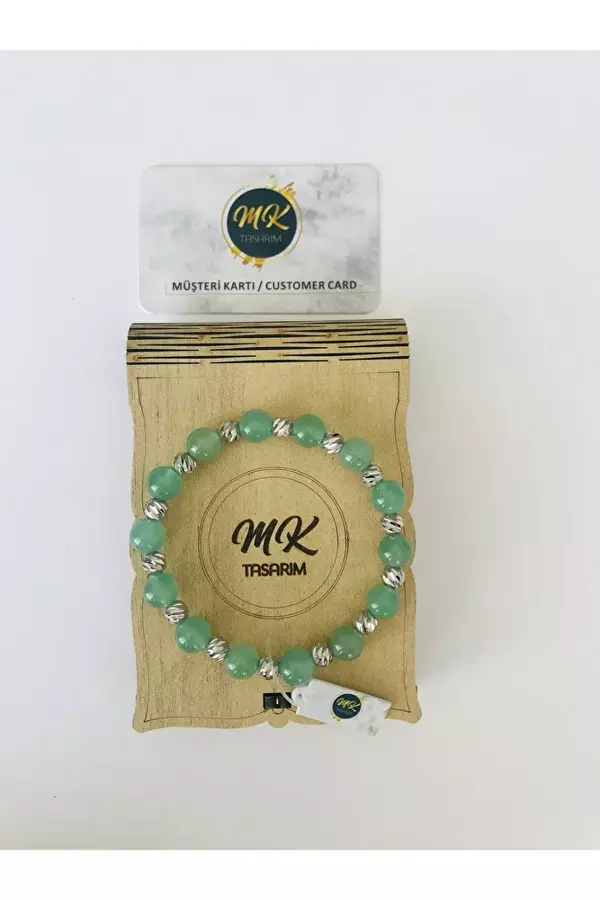 MK TASARIM GERÇEK AVENTURİN TAŞI BİLEKLİK MKT3007 - Image 1