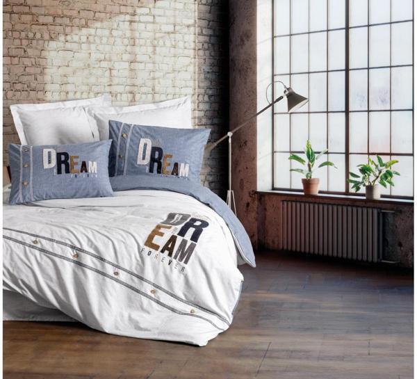 Cotton Box Ranforce Mood Nakışlı çift kiş. nevresim takımı Forover Gri - Image 1