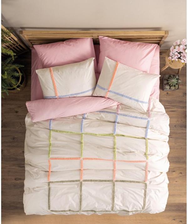 Cotton Box Puff Nakışlı Çift Kişilik Nevresim Takımı Insule Pudra GÜL KURUSU - Image 1