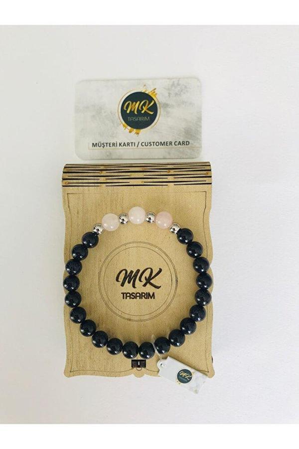 GERÇEK YILDIZ TAŞI PEMBE KUVARS TAŞI BİLEKLİK MKT39004 - Image 1