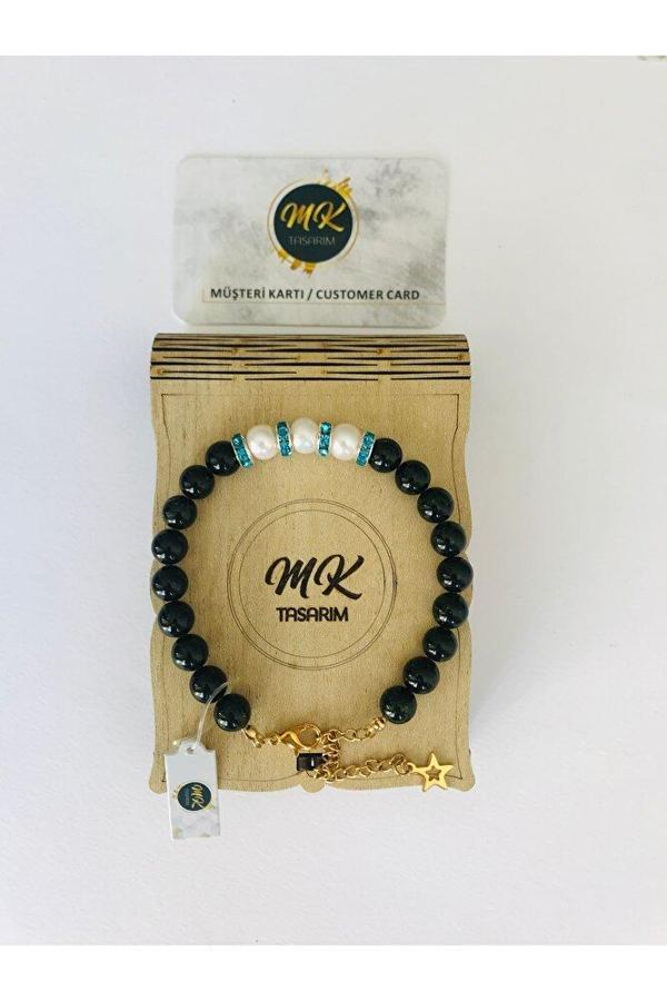 MK TASARIM GERÇEK YILDIZ TAŞI GERÇEK İNCİ BİLEKLİK MKT2003 - Image 1