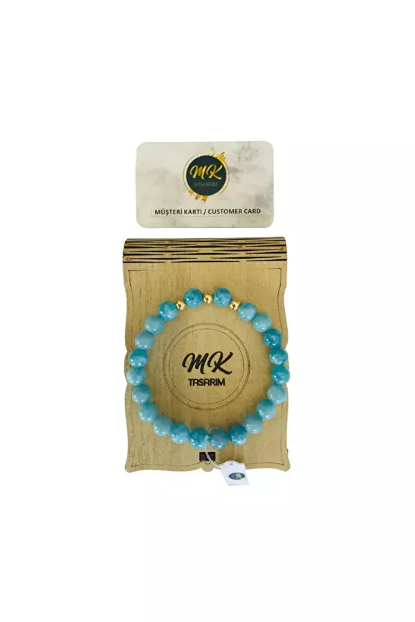 MK TASARIM GERÇEK MAVİ KUVARS TAŞI BİLEKLİK MKT34001 - Image 1