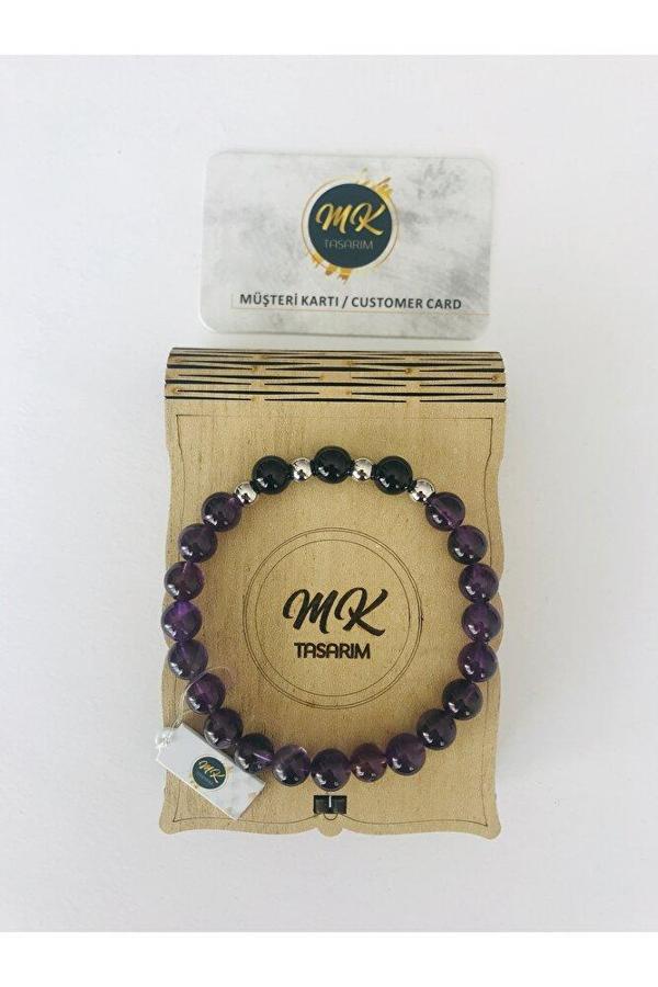 GERÇEK AMETİST TAŞI ONİKS TAŞI BİLEKLİK MKT41002 - Image 1