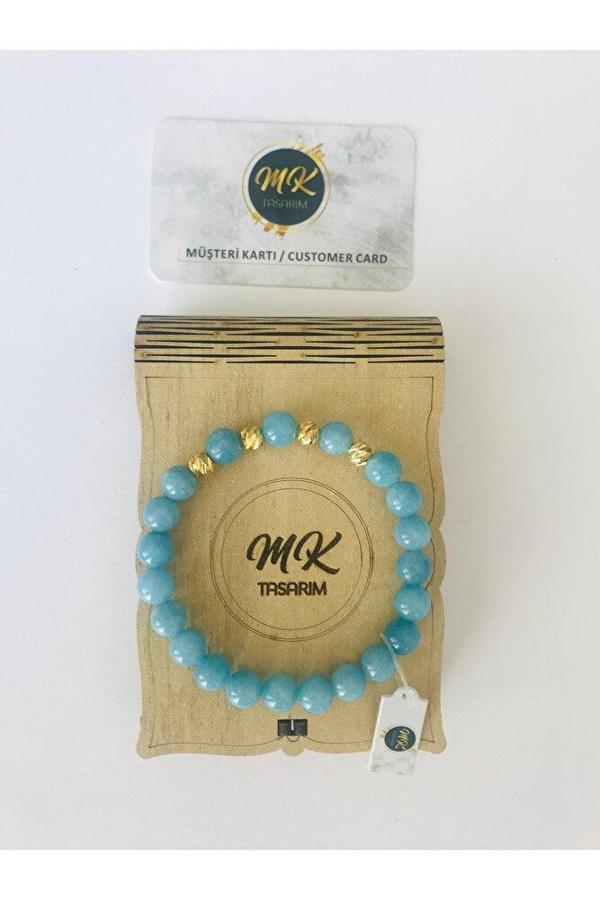 MK TASARIM GERÇEK MAVİ KUVARS TAŞI BİLEKLİK MKT6009 - Image 1