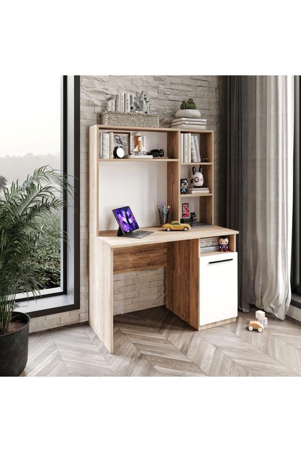 Afilli Ildır Çalışma Masası Flora Beyaz Tamamı Mdf - Image 1