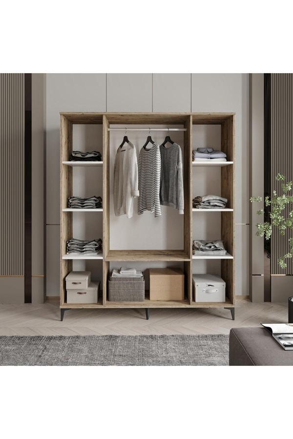 Afilli Arya 4 Kapaklı  Gardrop Tamamı Mdf( Atlas Çam Beyaz ) - Image 1