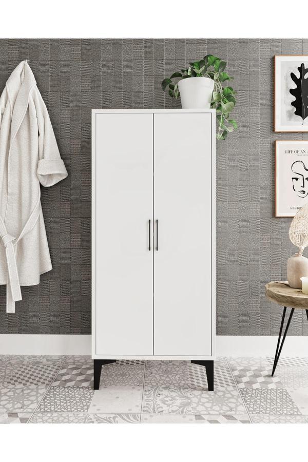 Afilli Viyana 2 Kapaklı Banyo Dolabı Çok Amaçlı Tamamı Mdf Beyaz - Image 1