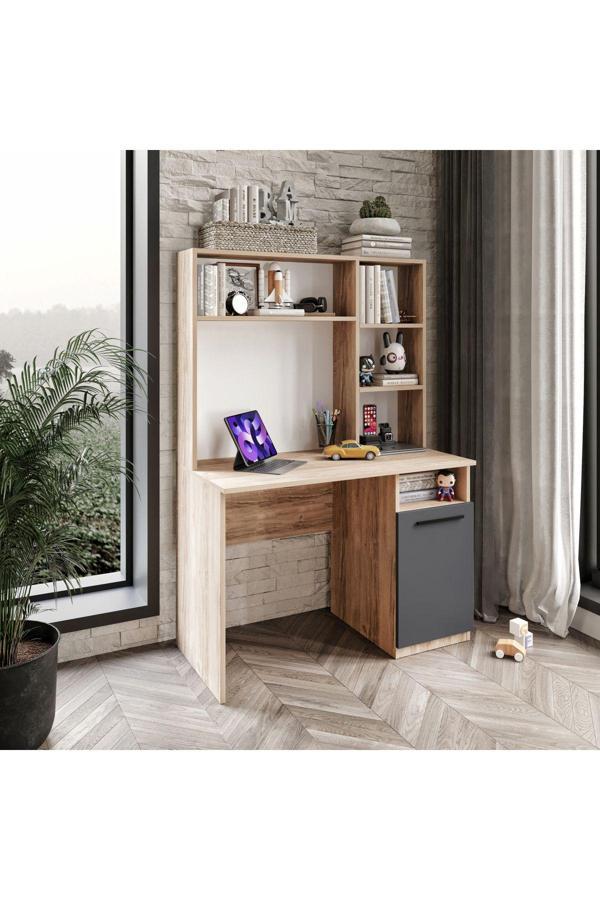 Afilli İzmir Çalışma Masası Flora Antrasit Tamamı Mdf - Image 1