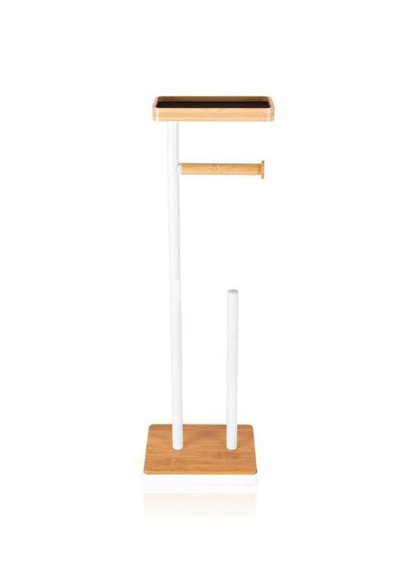 The Mia Bambu Tepsili Tuvalet Kağıdı Standı Beyaz GLV0757 - Image 1