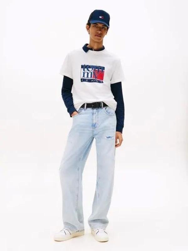 Tommy Jeans TJM Slim RWB Bayrak Desenli Erkek T-shirt DM0DM21977YBH - Image 1