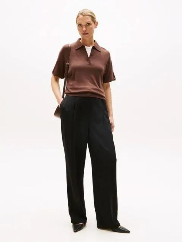 Tommy Hilfiger Viskon Twill Rahat Kesim Düz Paça Kadın Pantolon WW0WW46749BDS - Image 1
