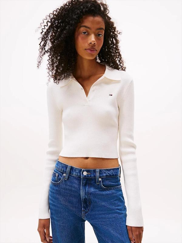 Tommy Jeans TJW Klasik Polo Uzun Kollu Kadın Kazak DW0DW21829YBH - Image 1