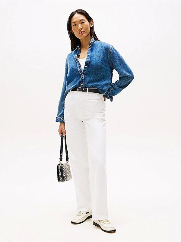 Tommy Hilfiger Lana Normal Kesim Denim Kadın Gömlek WW0WW472191A5 - Image 1