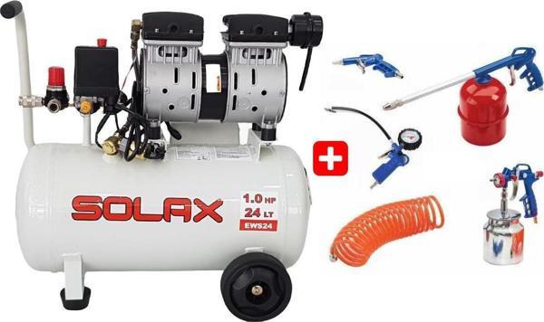 Solax EWS 24 Süper Sessiz Yağsız Kompresör 24 Lt + 5'li Aksesuar Seti - Image 1