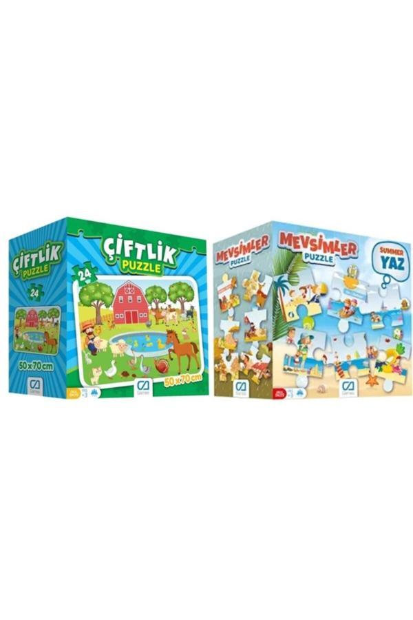 Ca Games Çiftlik Yer Puzzle + Ca Games Mevsimler Yer Puzzle (2’li Set) - Image 1