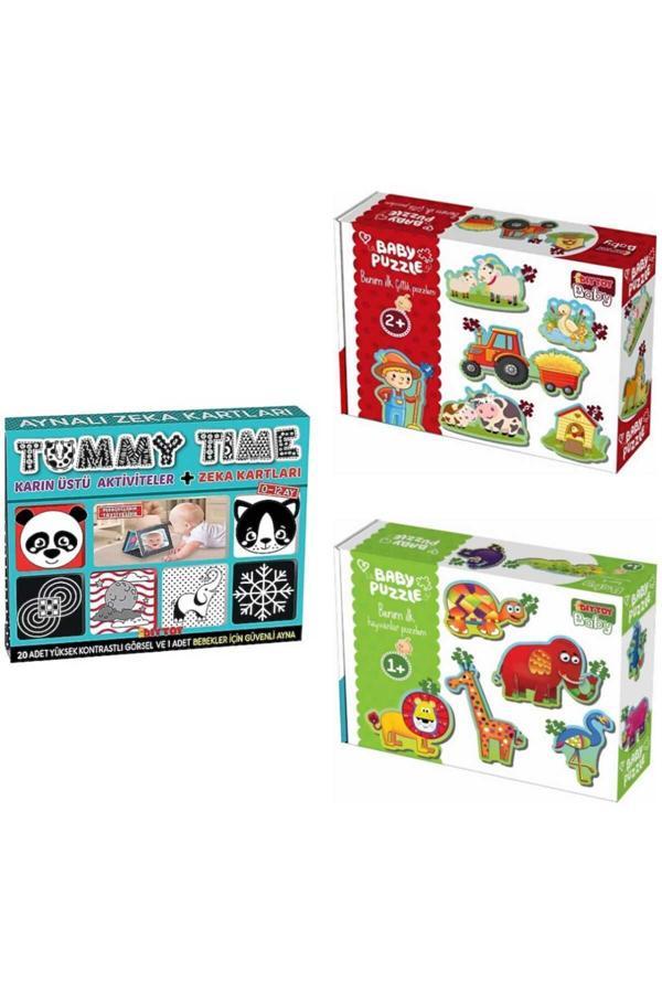 Tummy Time Aynalı Zeka Kartları Ve Orman -Çiftlik Puzzle - Image 1