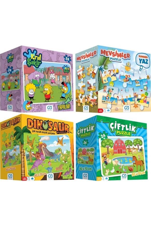 Ca Games 4’lü Yer Puzzle Seti (KRAL ŞAKİR MEVSİMLER DİNAZORLAR ÇİFTLİK) - Image 1