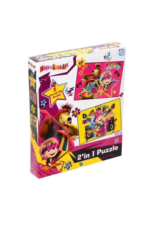 FABBATOYS Maşa ile Koca Ayı 2 Puzzle 1 Kutuda / 35+60 Parça Puzzle - Image 1