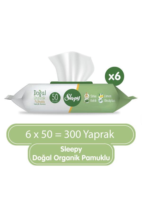 Sleepy Doğal Organik Pamuklu Temizlik Havlusu 6X50 (300 Yaprak) - Image 1