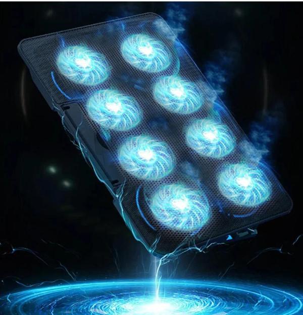 8 Fanlı RGB Işıklı Gaming Notebook Soğutucu – Yükseklik Ayarlı - Image 1