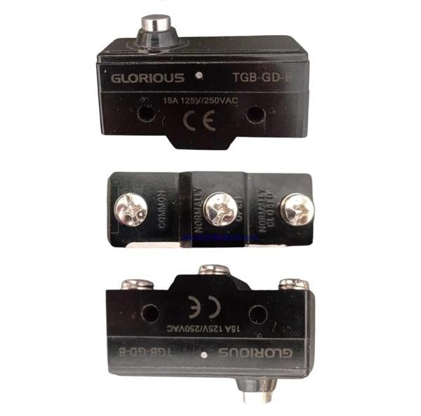 GLORIOUS Kısa Kalın Metal Pimli 1NA + 1NC Makine Pedal Swici Bakalit Gövde Buton (1no 1nc 15 Amper) - Image 1