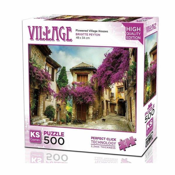 20062Flowered Village Houses 500 Parça Puzzle - Image 1