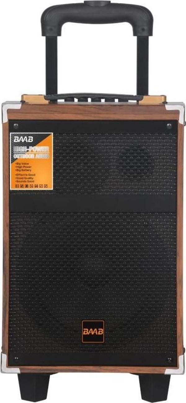 Torima B-Q12 Mikrofonlu Kumandalı Taşınabilir Tekerlekli Bluetooth Hoparlör Kahverengi - Image 1