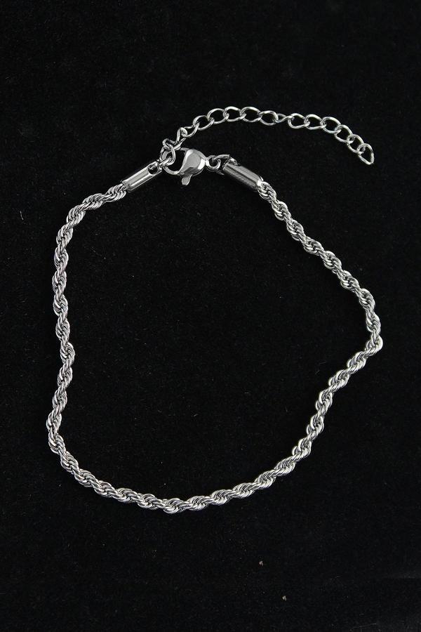 316L Çelik Burgu Model Gümüş Renk Erkek Bileklik - Image 1