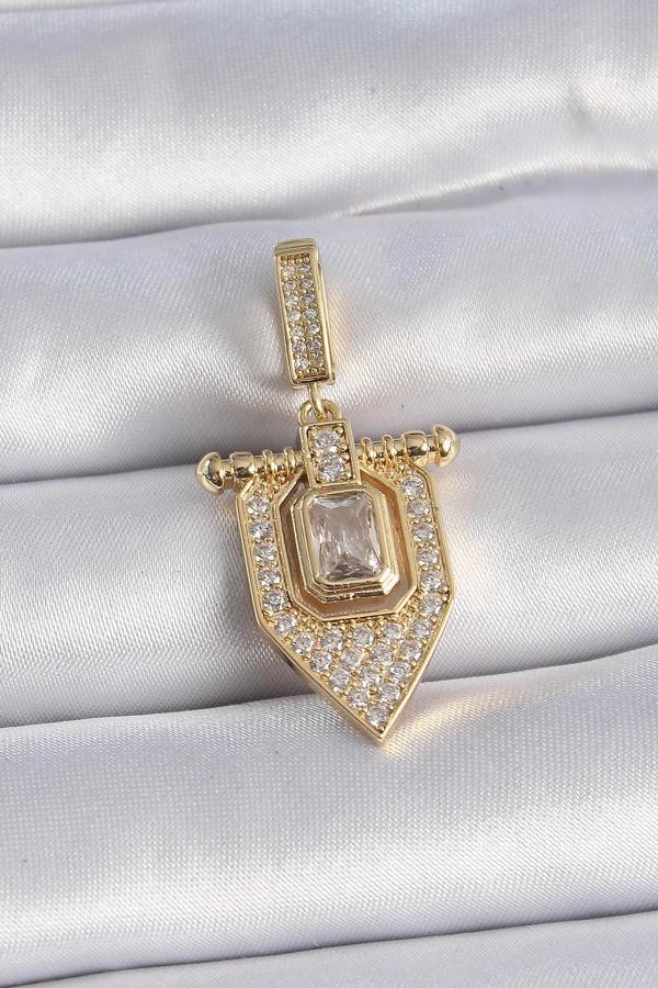 Pirinç Gold Renk Baget Zirkon Taşlı Ajda Charm - Image 1