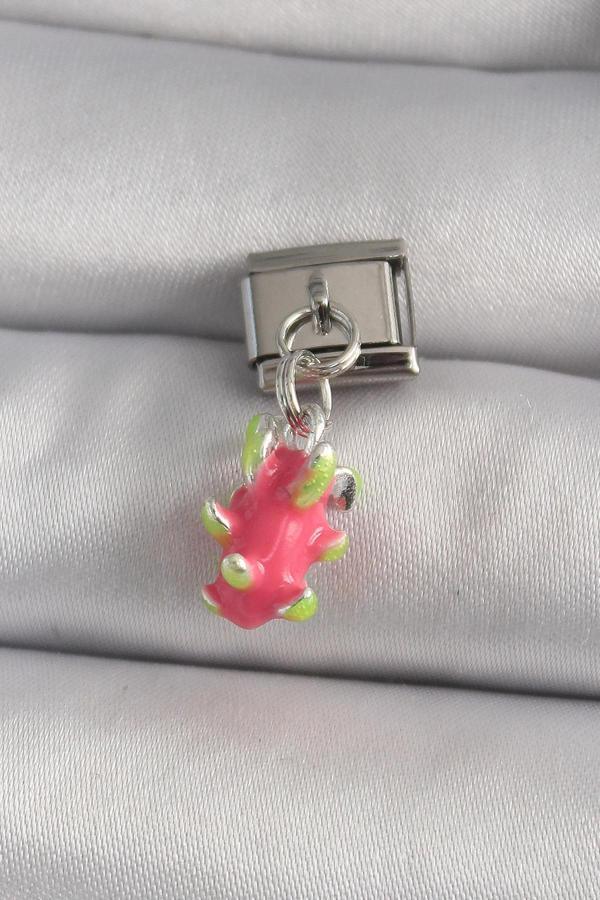 316L Çelik Gümüş Renk Sallantı Ejder Meyvesi Model Nomination Charm - Image 1