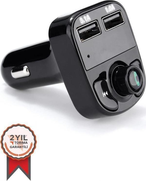 Torima X8 Fm Transmitter BT/USB/MP3/MicroSD Kart Çakmaklık Girişli Kablosuz Müzik Çalar Araç Kiti - Image 1