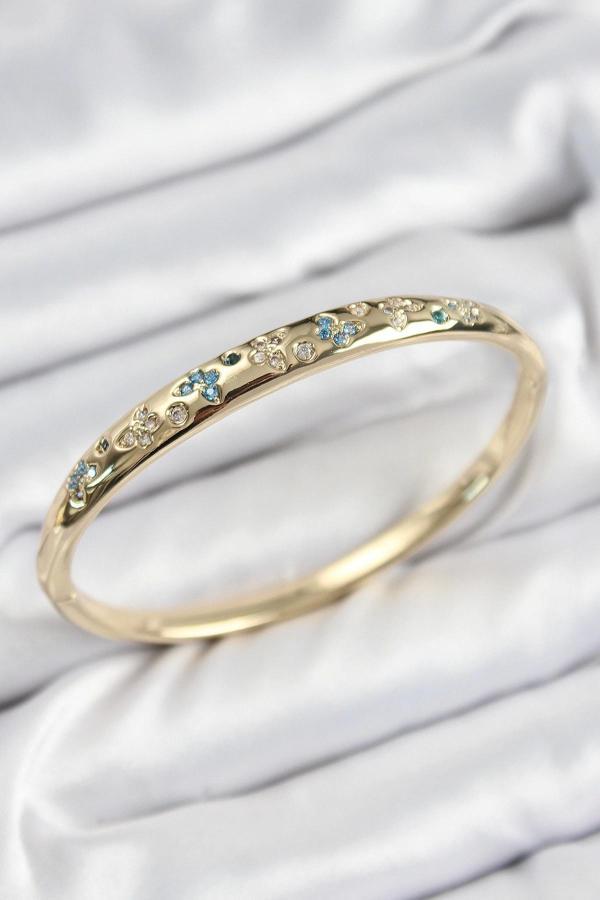 Pirinç Zirkon Taşlı Kelebek Model Gold Renk Kadın Kelepçe - Image 1