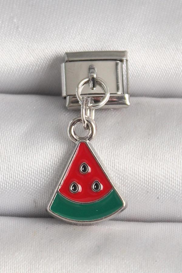 316L Çelik Gümüş Renk Karpuz Dilim Model Nomination Charm - Image 1