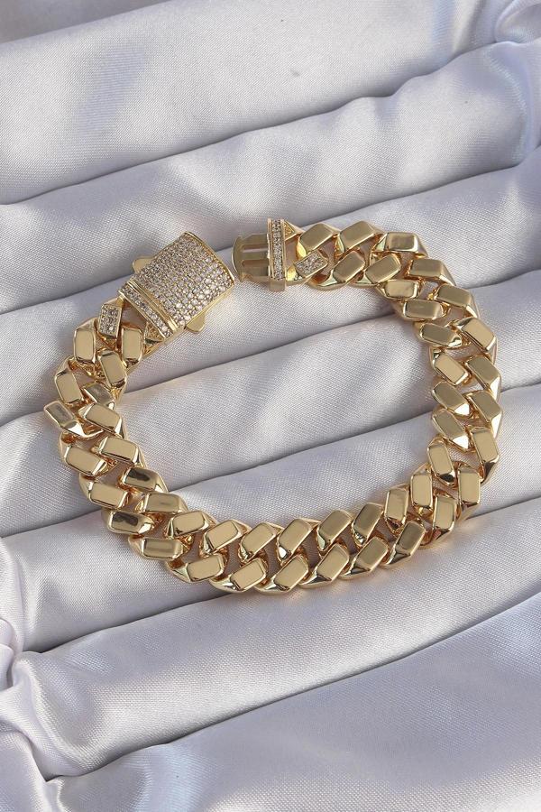 Vip Seri Gurmet Zirkon Taşlı Gold Renk Bileklik - Image 1
