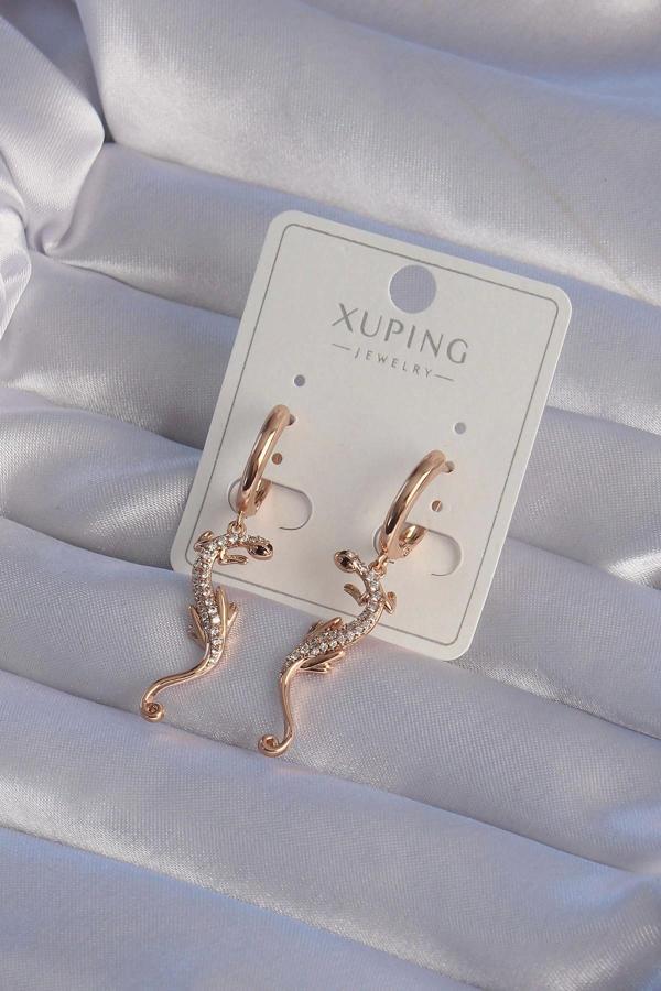XUPİNG Rose Renk Zirkon Taşlı Kertenkele Model Halka Küpe - Image 1