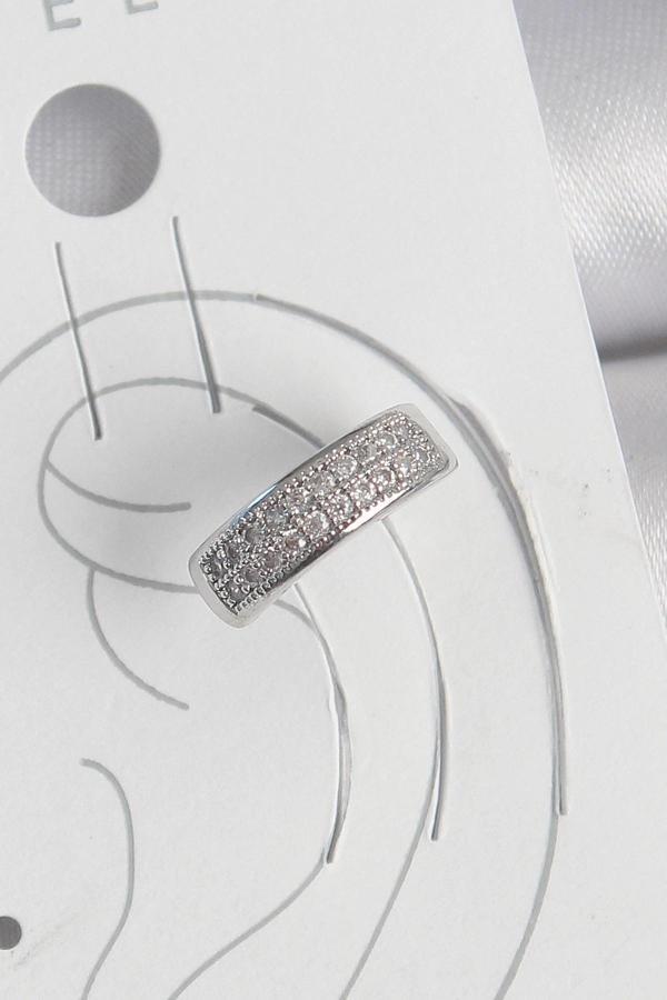 Pirinç Gümüş Renk Zirkon Taşlı Kıkırdak Model Kadın Küpe - Image 1