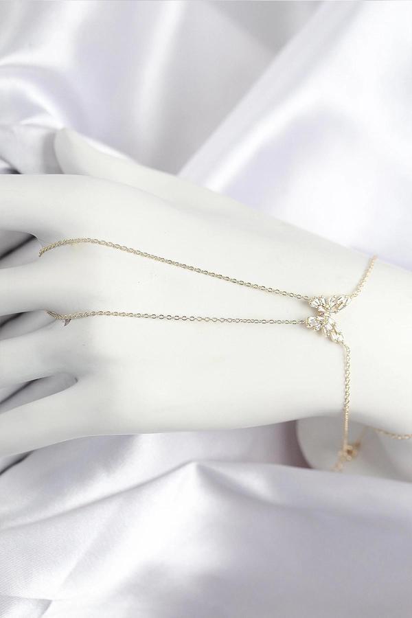 Pirinç Zirkon Taşlı Kelebek Model Gold Renk Şahmeran - Image 1