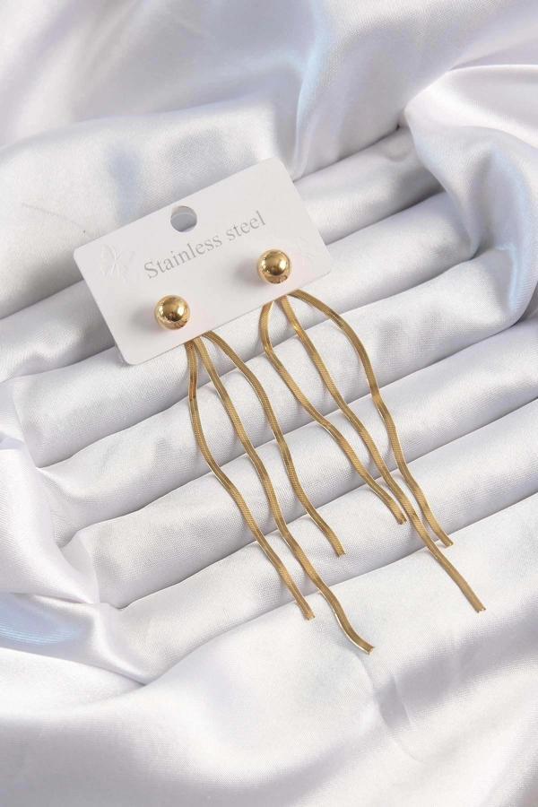 316L Çelik Altın Renk İtalyan Model Topçuk Küpe - Image 1