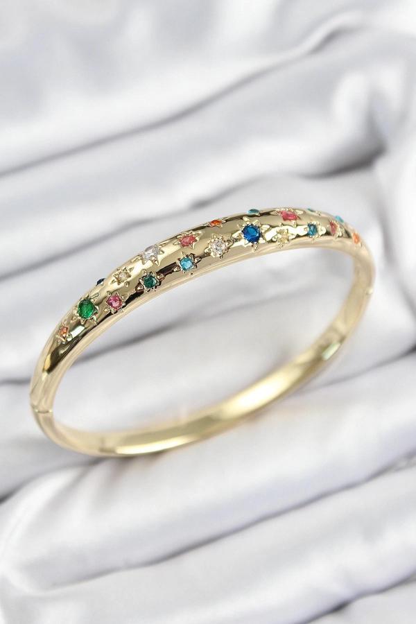 Pirinç Renkli Zirkon Taşlı Kutup Yıldızı Model Gold Renk Kadın Kelepçe - Image 1