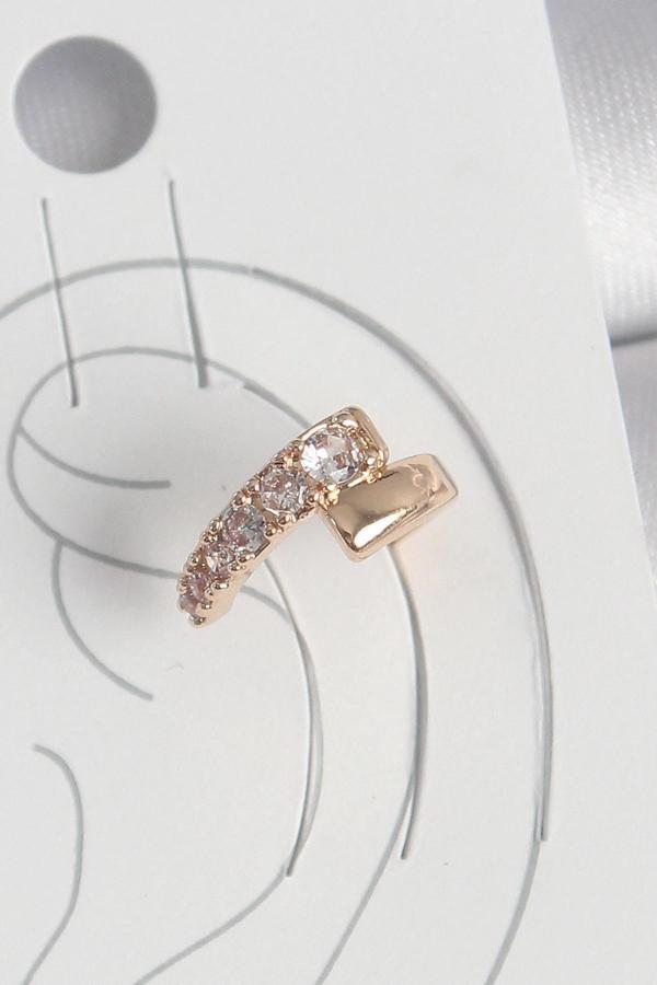 Pirinç Gold Renk Zirkon Taşlı Kadın Kıkırdak Küpe - Image 1