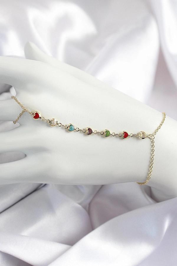 Pirinç Renkli Kalpli Zirkon Taşlı Y Model Gold Renk Kadın Şahmeran - Image 1