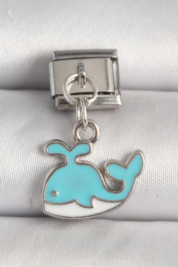 316L Çelik Gümüş Renk Mavi Balina Model Nomination Charm - Image 1