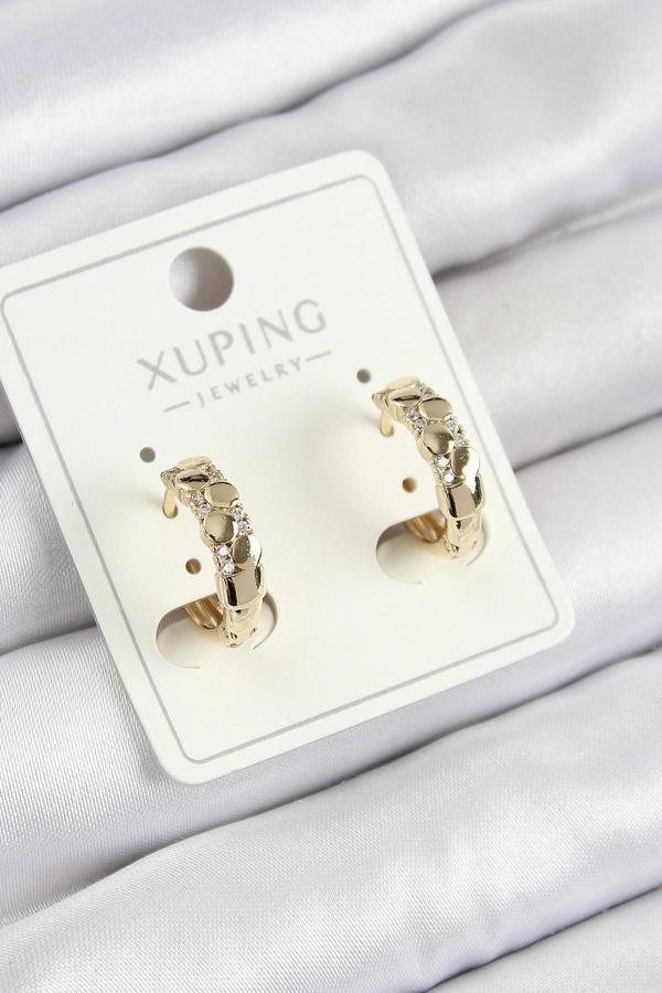 Xuping Zirkon Taşlı Halka Model Gold Renk Kadın Küpe - Image 1