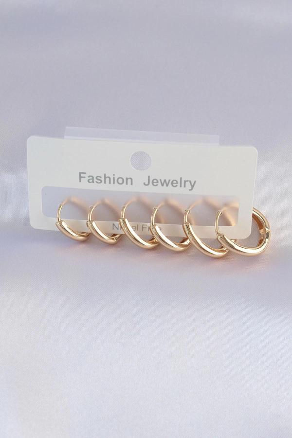 Pirinç Gold Renk Oval Küpe Seti - Image 1